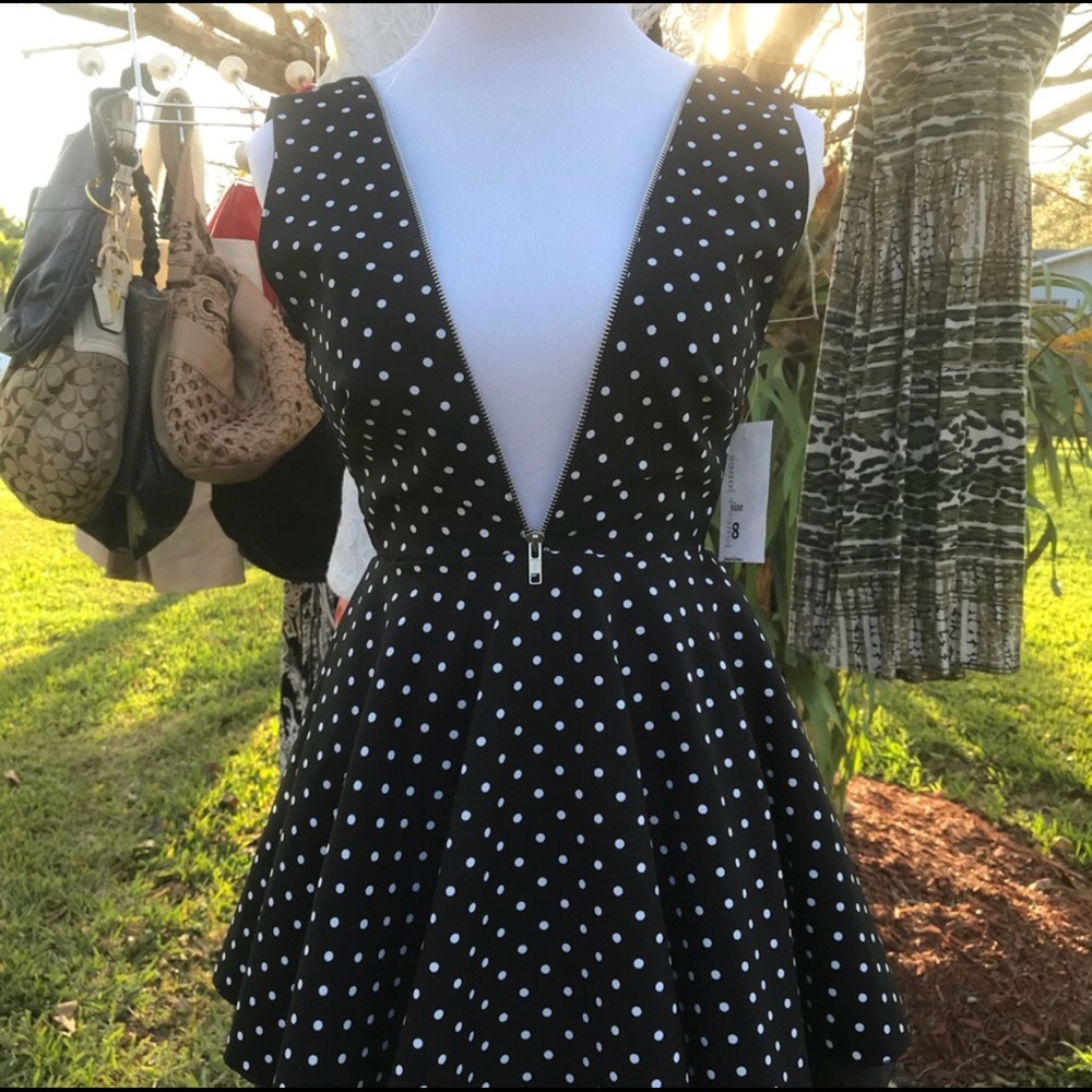 Pinup rockabilly polka dot mini zipper dress